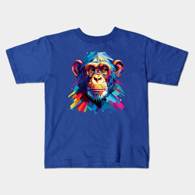 Chimpanzee in Bright Colours Kids T-Shirt by Geminiartstudio